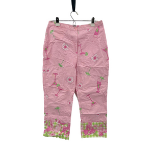 Lily Pulitzer Pink Beach Vacation Crop Capri Pants Trousers Cotton Women's 12